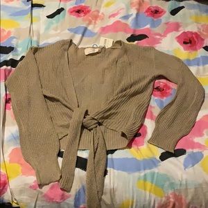 Cropped front tie cardigan